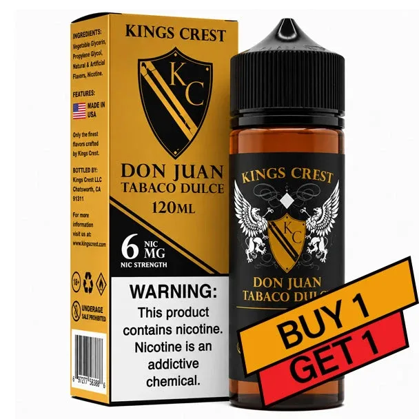 Don Juan Tabaco Dulce - 6mg - Kings Crest - 120mL Buy 1 Get 1