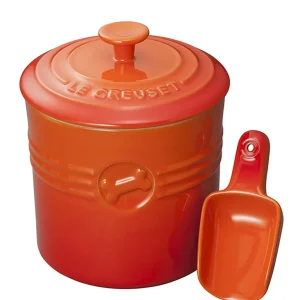 Le Creuset Orange Pet Food Container with Scoop for Dogs and Cats Japan Official