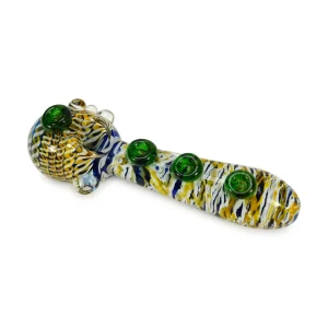 Glass Fumed Spoon w/Double Tube Wave Button