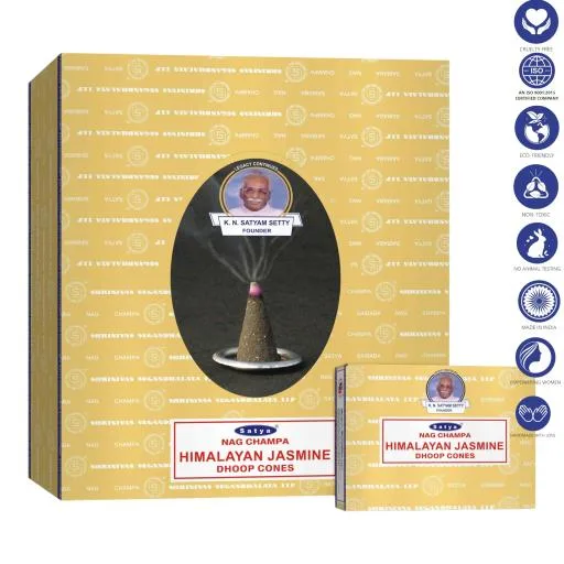 Satya - Himalayan Jasmine Dhoop Cones (12 Cones, 1″)