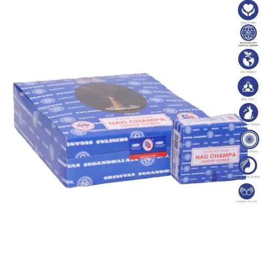 Satya - Nag Champa Dhoop Cones (12 Cones, 1″)