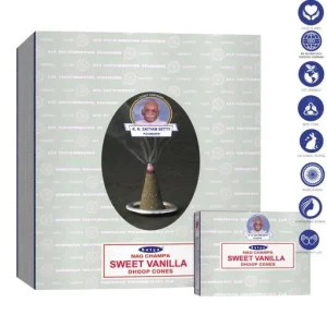 Satya - Sweet Vanilla Dhoop Cones (12 Cones, 1″)