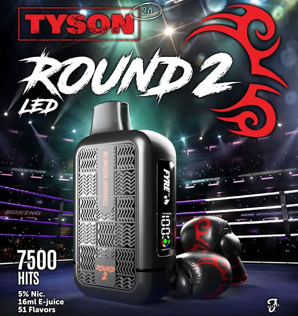 Tyson 2.0 “ROUND 2” Heavy Weight Rechargeable Disposable Device – 7500 Puffs