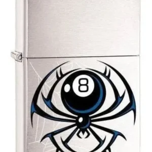Zippo Lighter - 8-Ball Spider Brush Chrome