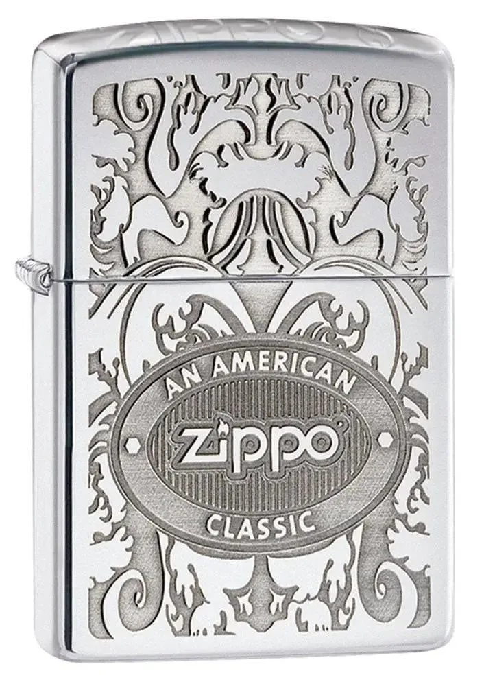 Zippo Lighter - An American Zippo Classic Crown Stamp High Polish Chrome
