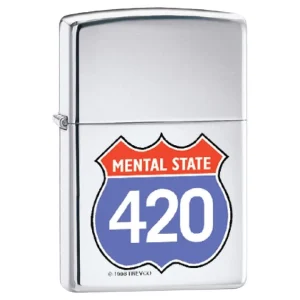Zippo Lighter - Mental State 420 High Polish Chrome
